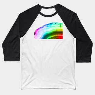 Rainbow colors fancy agate slice mineral Baseball T-Shirt